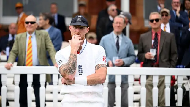 Ben Stokes chews his nails at Lord's during the first Test