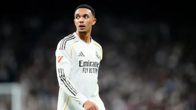 Trent Alexander-Arnold right-back of Real Madrid and England during the La Liga EA Sports match between Real Madrid CF and Atlético de Madrid at Estadio Santiago Bernabeu on March 22, 2026 in Madrid, Spain.