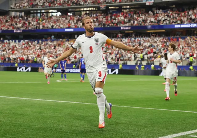 Harry Kane  of England celebrates scoring his team's second goal