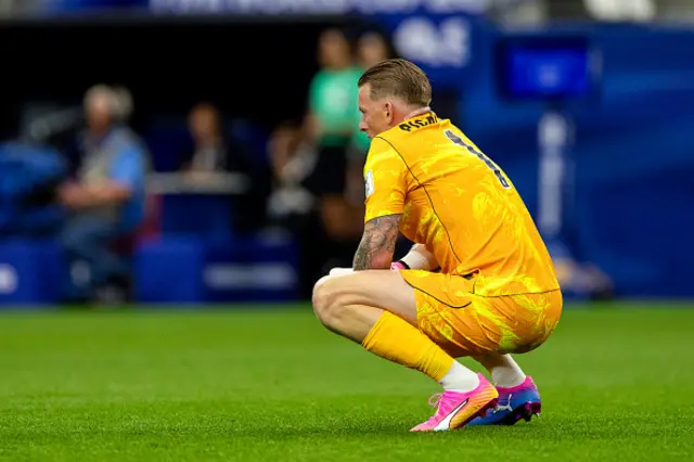 England goalkeeper Jordan Pickford looks on