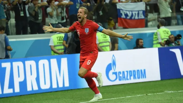 Harry Kane celebrates in Russia