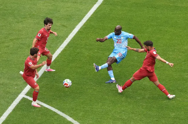 Yoane Wissa #20 of Congo DR shoots and misses a chance