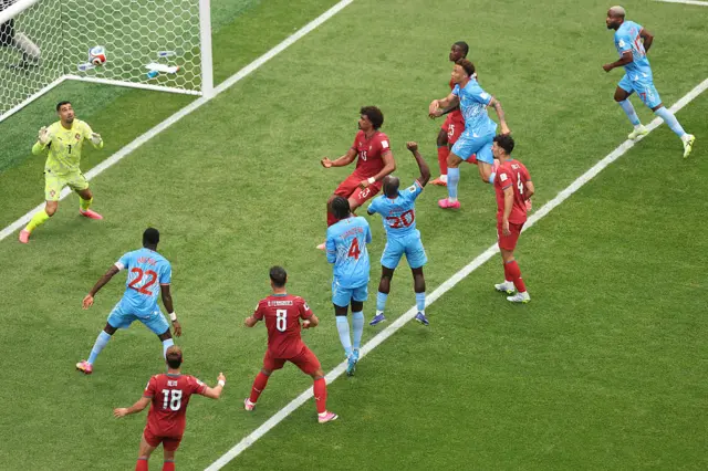 Yoane Wissa #20 of Congo DR scores his team's first goal