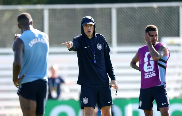 Tuchel delivers instructions at England training