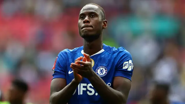 Trevoh Chalobah of Chelsea applauds the supporters at full-time following the Emirates FA Cup Semi Final match between Chelsea and Leeds United on April 26, 2026 in London, England.