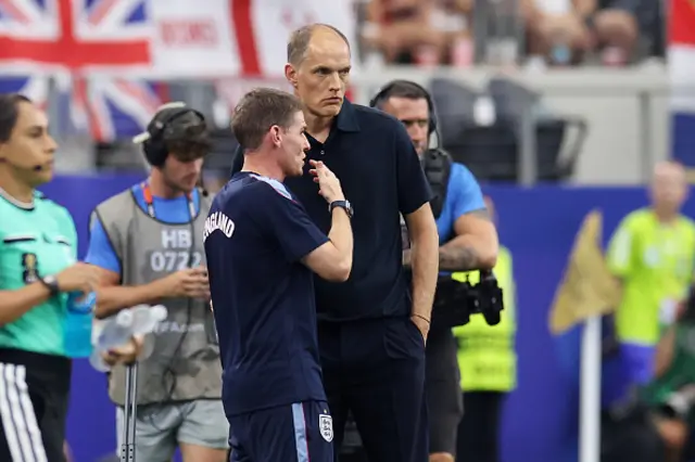 Anthony Barry, Assistant Manager of England, speaks to Thomas Tuchel