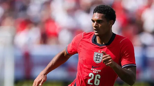 Jarel Quansah #26 of England. during the international friendly match between England and New Zealand at Raymond James Stadium on June 06, 2026 in Tampa, Florida.