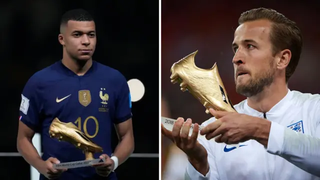 Kylian Mbappe and Harry Kane holding Golden Boot