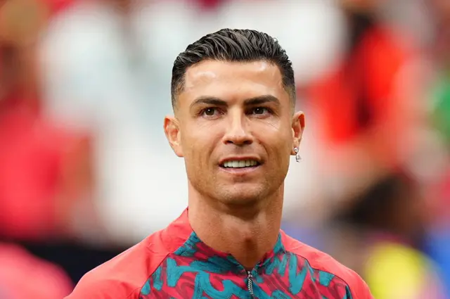 Cristiano Ronaldo of Portugal warms up prior to 2026 FIFA World Cup First Stage Group K match between Portugal and DR Congo at NRG Stadium (Houston Stadium) in Houston, Texas, United States on June 17, 2026.