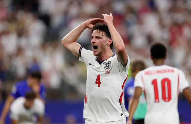 Declan Rice #4 of England reacts