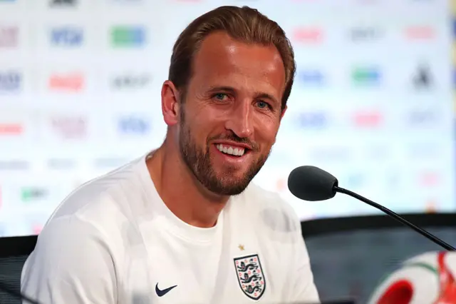 Harry Kane speaking to the media
