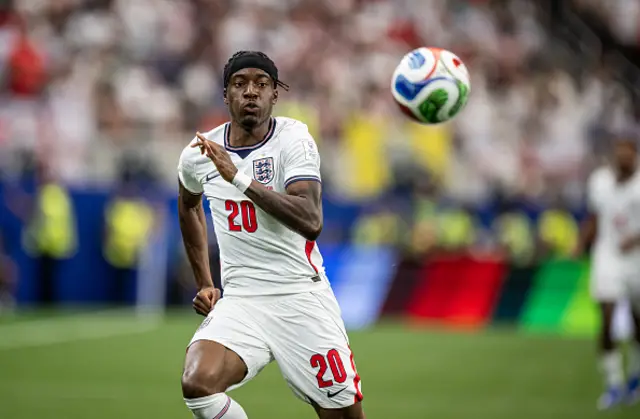 Noni Madueke of England controls the ball