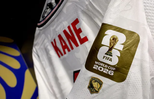 Harry kane shirt with sleeve patch marking his 2018 WC golden boot