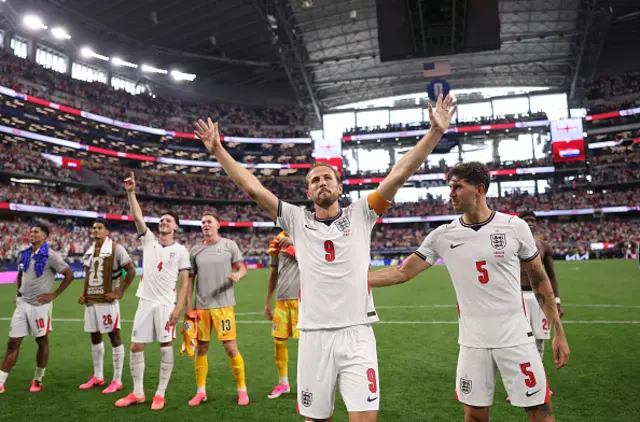 Harry Kane of England applauds fans