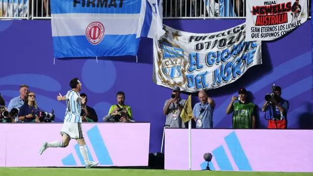 Lionel Messi celebrates scoring