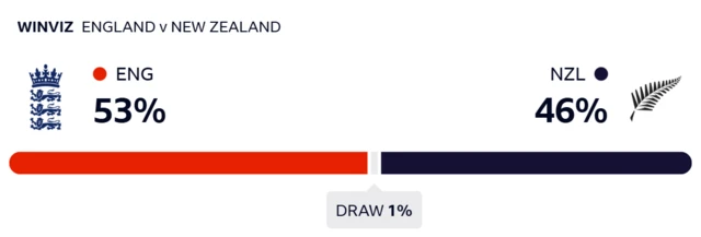 WinViz gives England 53% chance of victory, New Zealand 46% and draw 1%