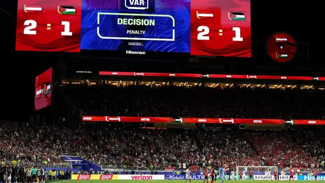 A VAR screen showing a decision