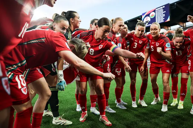 Wales players preparing for a game