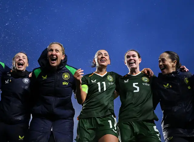 The Republic of Ireland celebrate beating the Netherlands