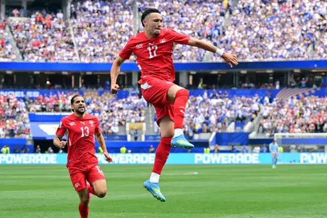 Ruben Vargas celebrates