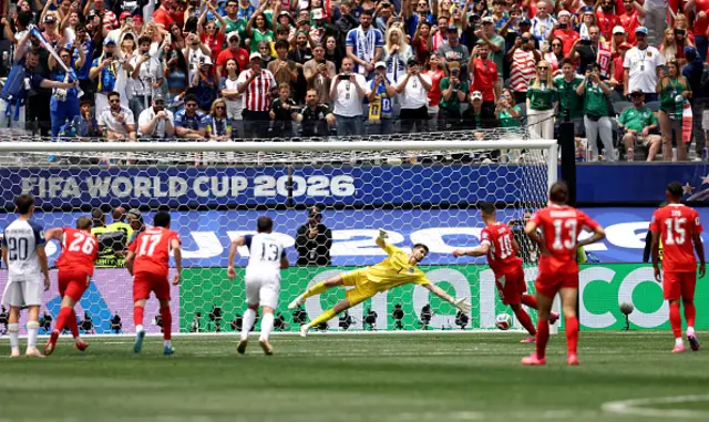 Granit Xhaka of Switzerland scores his team's fourth goal