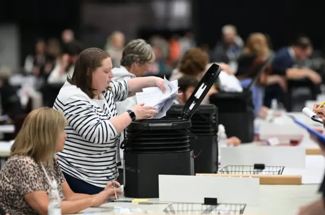 Votes are counted for the Aberdeen South by-election at P&J Live in Aberdeen.