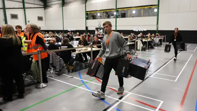 Ballot boxes arrive for for the Arbroath and Broughty Ferry by-election at the Saltire Sports Centre in Arbroath