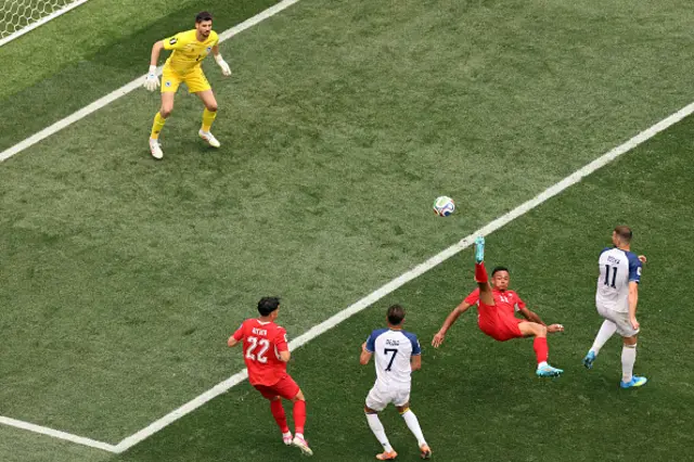 Dan Ndoye makes a bicycle kick