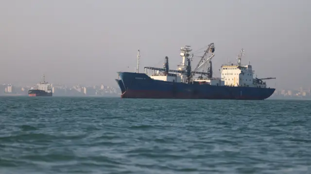 Vessels in the Strait of Hormuz near the beach of Bandar Abbas, Iran