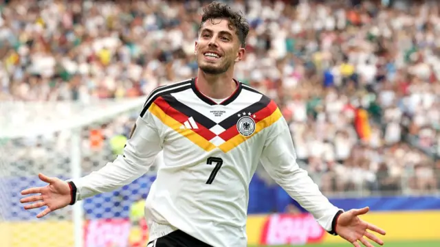 Kai Havertz #7 of Germany celebrates scoring