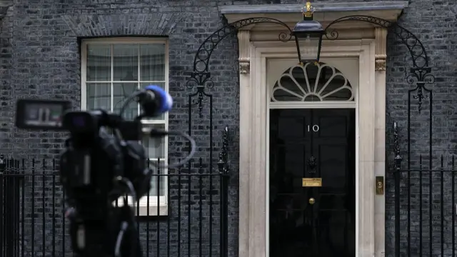 An unmanned camera is pointed at the front door to 10 Downing Street