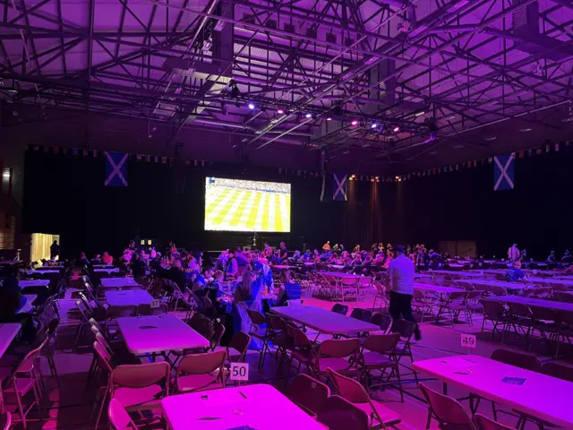Inverness Leisure Centre with the main games hall transformed into a fan zon