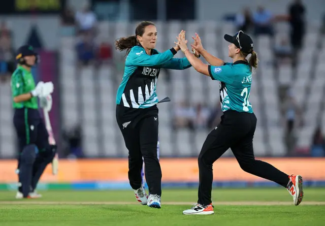Melie Kerr celebrates a wicket