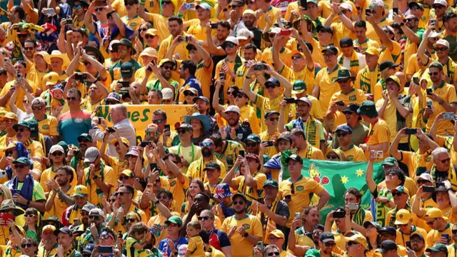 Australia fans watch on