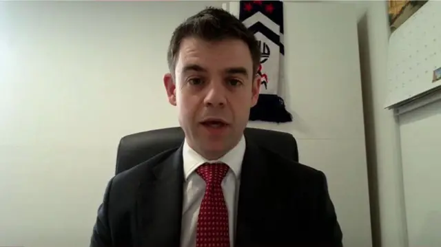 Brickell speaks to BBC News via a video call