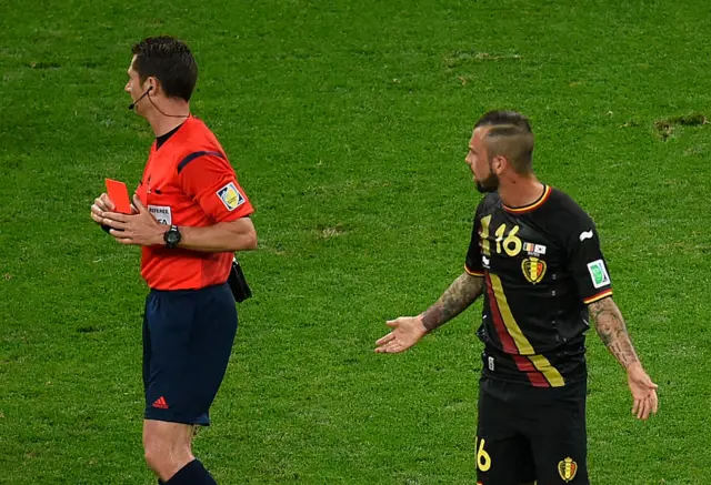 Steven Defour sent off at 2014 World Cup