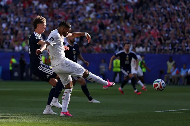 Saibari scores the opening goal with a powerful effort