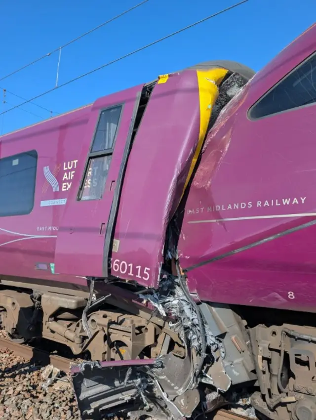Image showing damage to train during crash in Bedford
