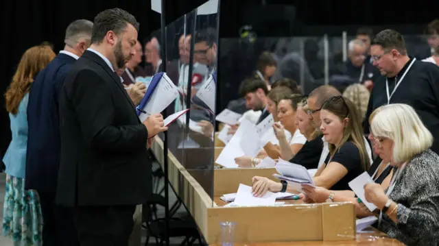 Voted being counted in Wigan for the Makerfield by-election