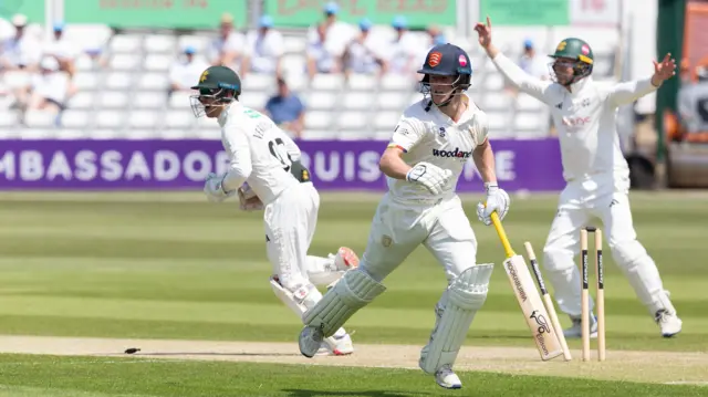 Charlie Allison is run out for Essex