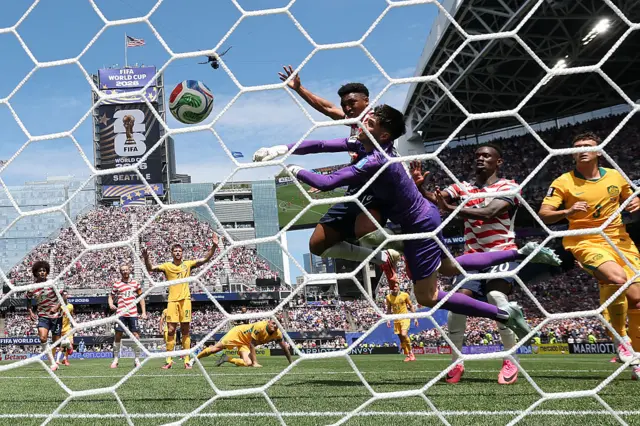 Alex Freeman heads to score the team's second goal