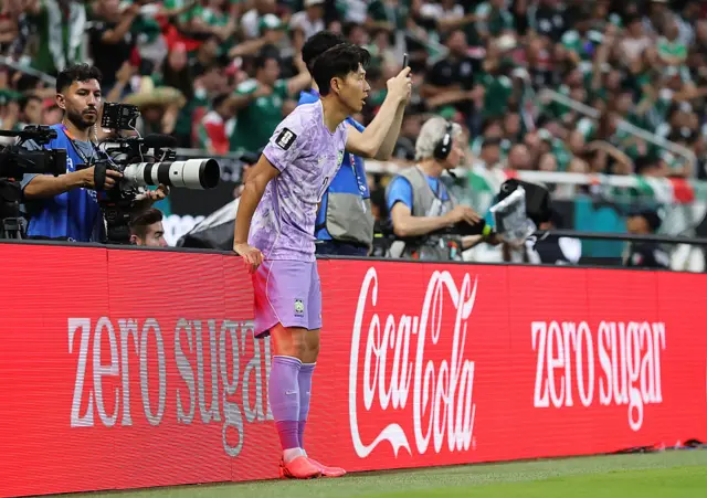 Korea Republic reacts after his shot is saved during the FIFA World Cup 2026 Group A match between Mexico and Korea Republic at Guadalajara Stadium