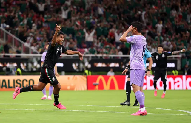 : Luis Romo #7 of Mexico celebrates scoring his team's first goal during the FIFA World Cup 2026 Group A match between Mexico and Korea Republic
