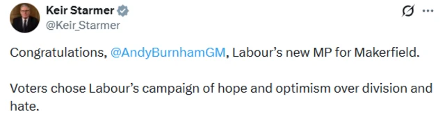 Starmer tweet, described above