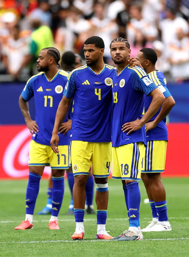 Curacao players look on following defeat to Germany at the 2026 World Cup