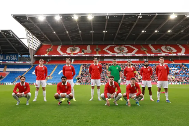 Wales players line-up