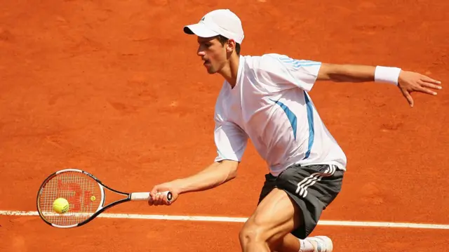 Novak Djokovic hits a forehand in 2006