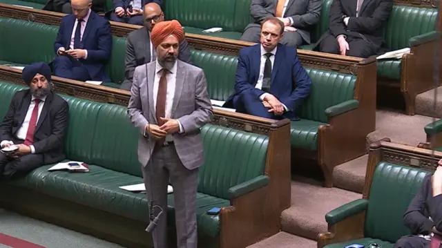 Tanmanjeet Singh Dhes addressing the Commons