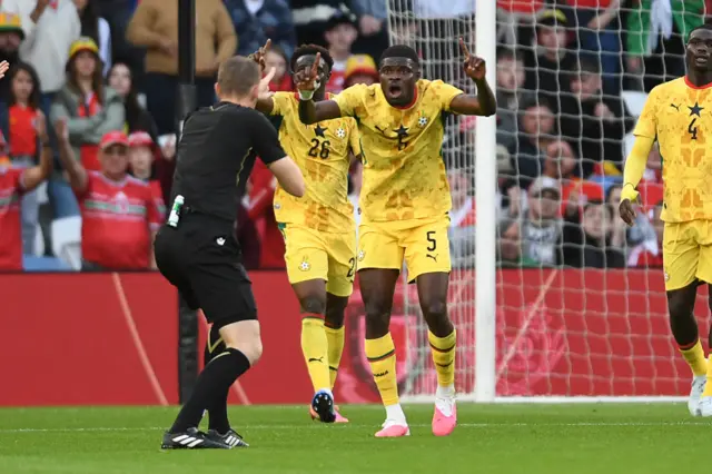 Ghana's Thomas Partey protests