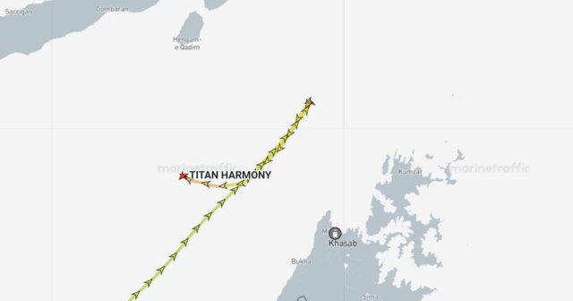 Tracking data shows the Titan Harmony appearing to U-turn away from its trajectory that would have passed through the strait